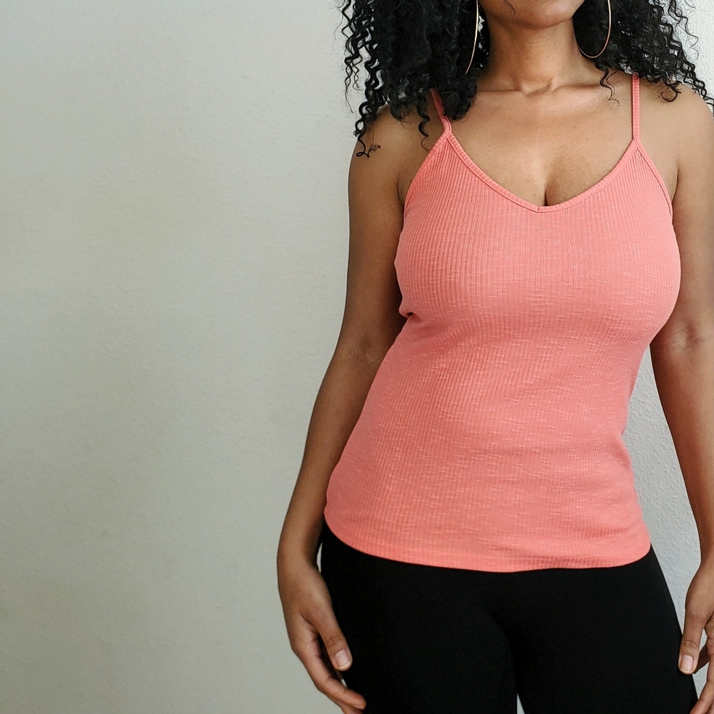 Asos Peach Ribbed Cami Top